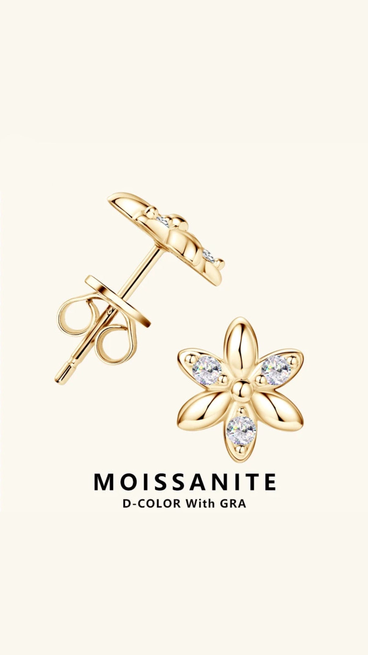 עגילי-Moissanite flower